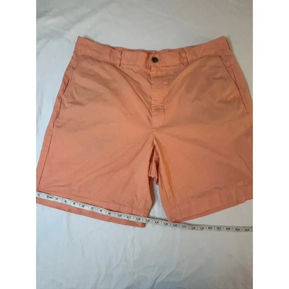 Coral Orange Brooks Brothers 346 Chino Shorts Flat‎ Front Cotton 38 Mens